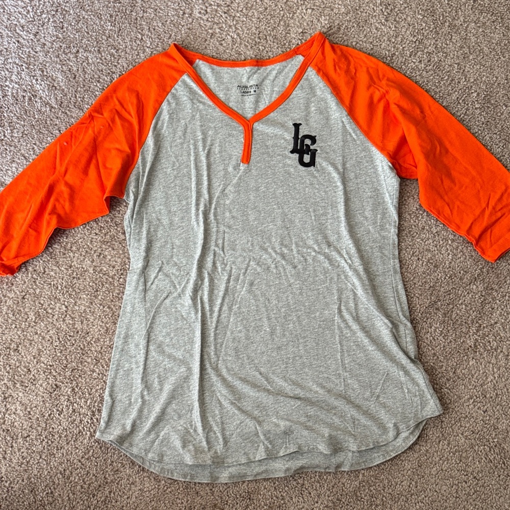 Augusta Sportswear Women's Raglan Tee - Gray and Orange